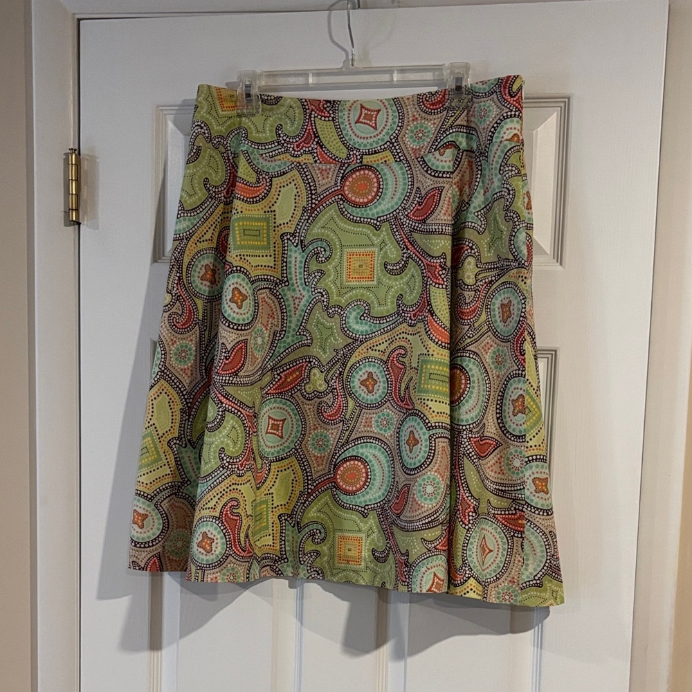 VTG Talbots Multicolor Paisley A-Line Cotton Skirt‎ size 12